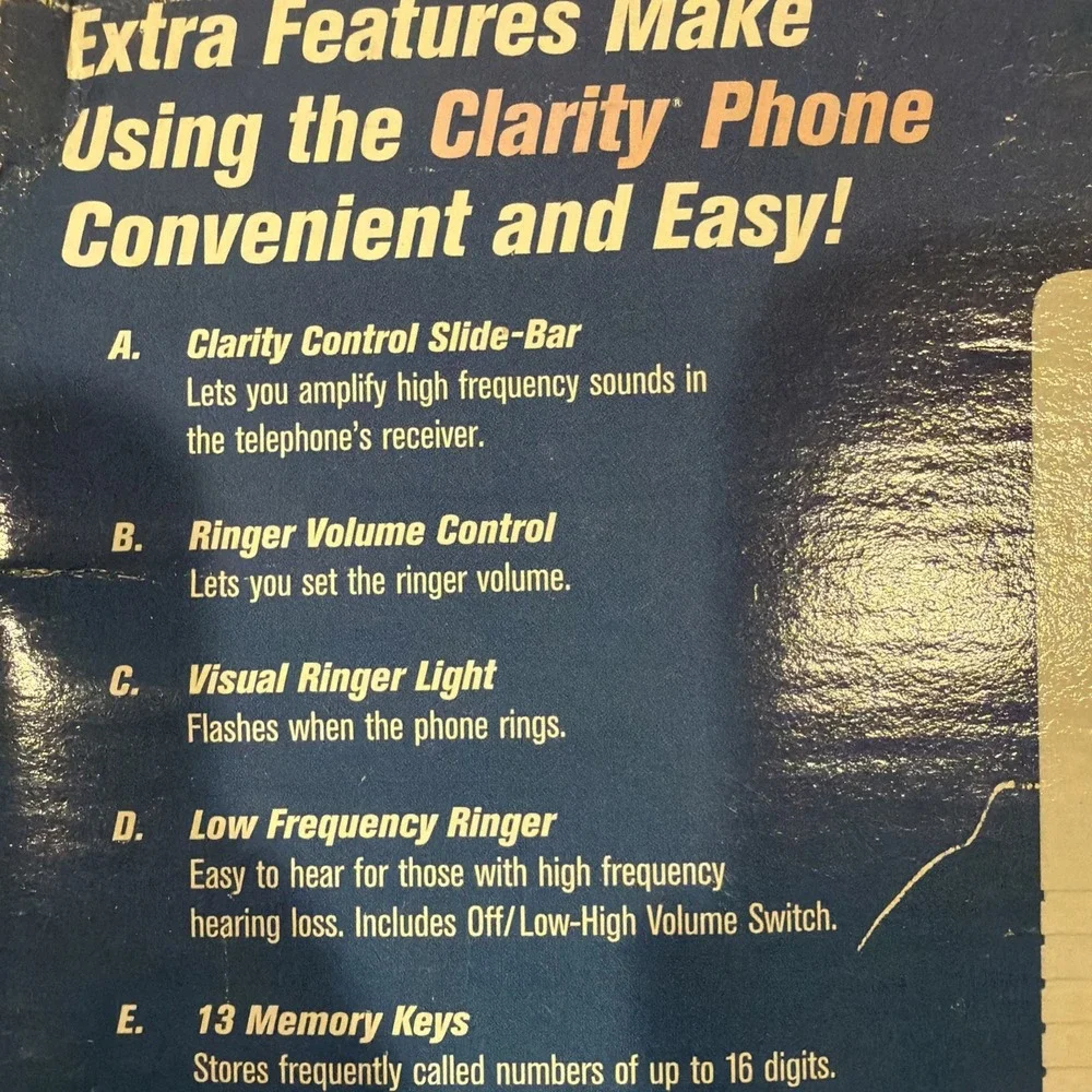 Clarity High Frequency Enhancing Phone W-1000 By Walker Plantronics NEW In Box